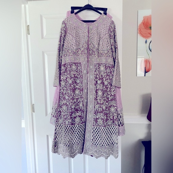 Light purple long top and skirt set - Picture 2 of 4